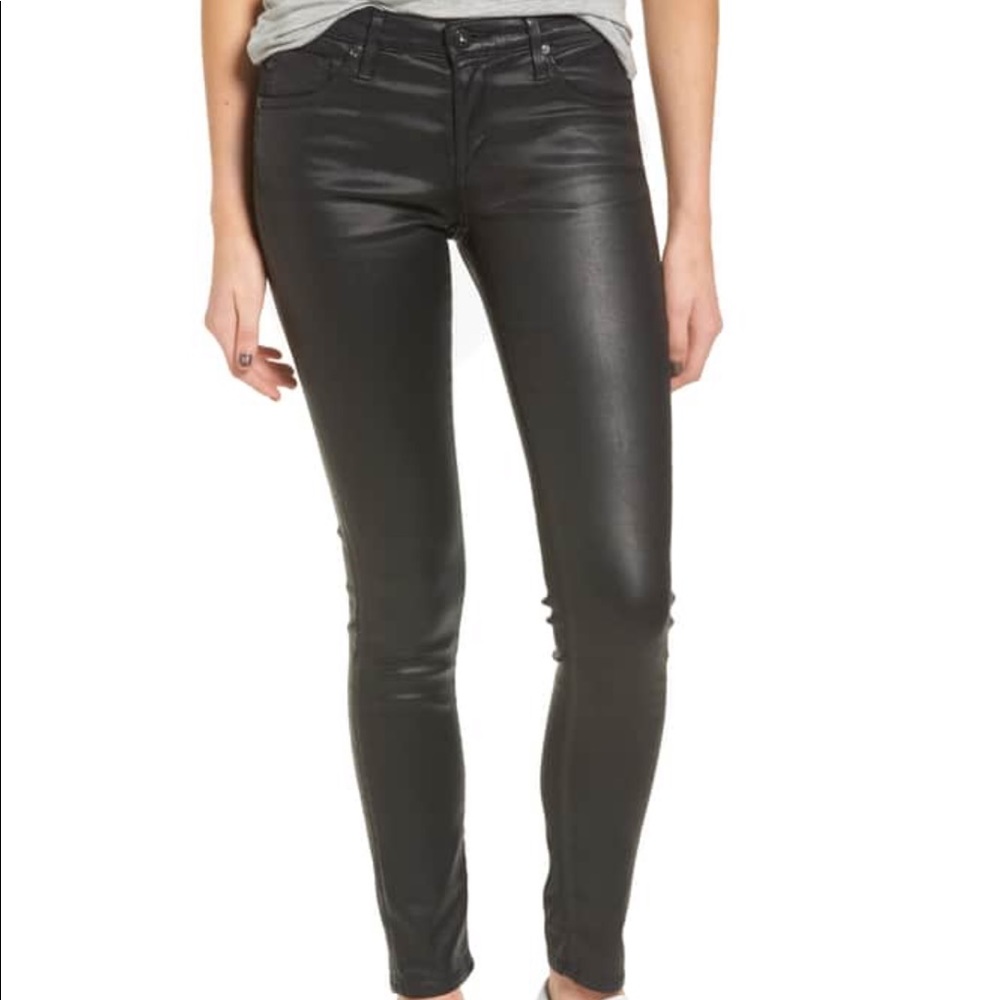 AG the Legging brown leatherette super skinny jean size 26